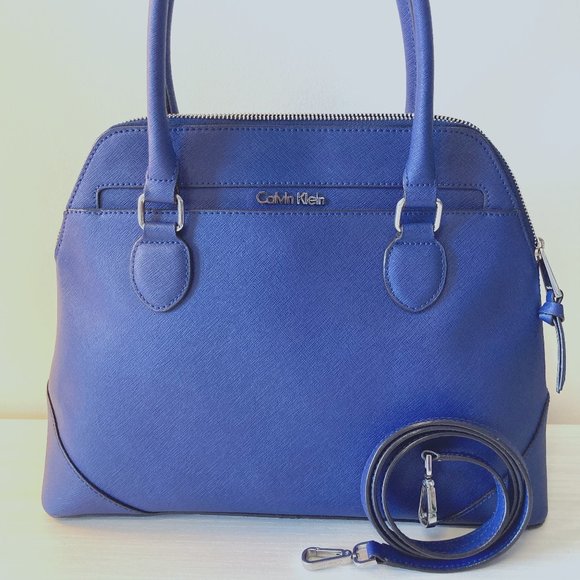 Calvin Klein - Navy Blue Satchel Purse with Strap - Picture 1 of 11